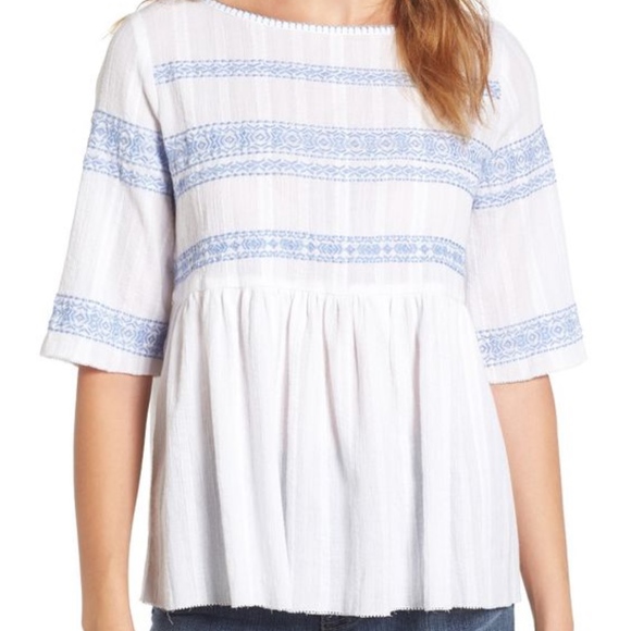 Caslon Tops - Caslon Baby Doll Style Embroidered Top Medium